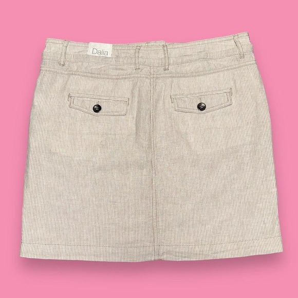 NWT Dalia Linen Blend Striped Boho Beachy Low Rise Pencil Mini Skirt Size 8 - Picture 6 of 6